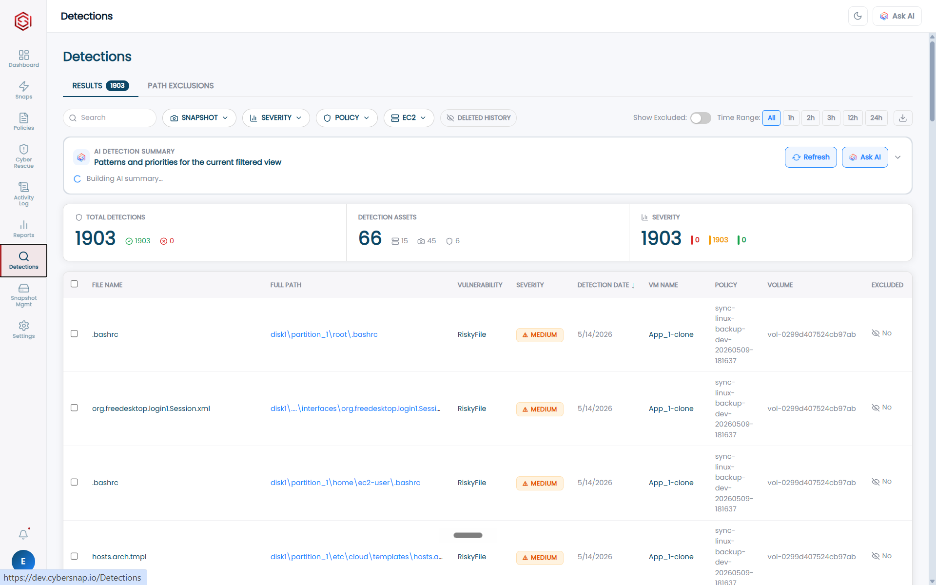 Cybersnap.io Detections